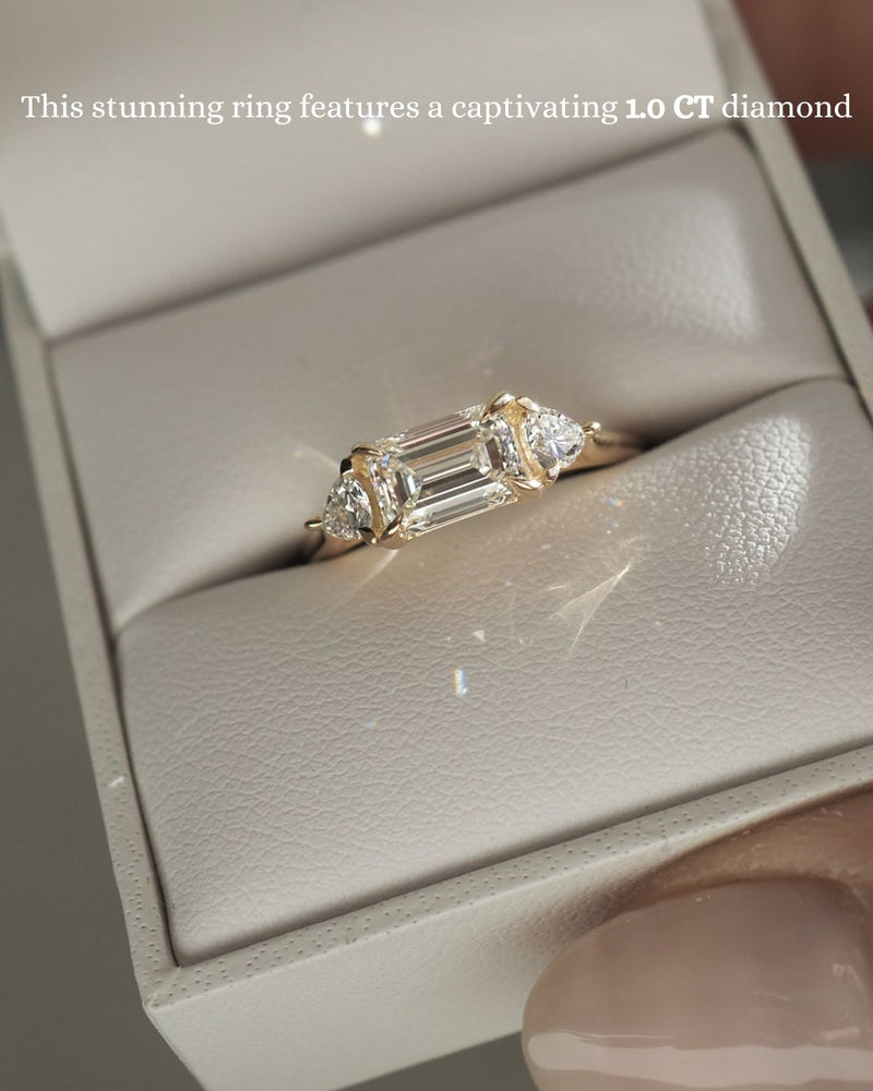 1.0 CT Emerald E/VS1 CVD Diamond Three Stone Style Engagement Ring