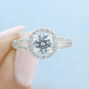 1.0ct Round Cut Halo Split Shank Style Moissanite Engagement Ring