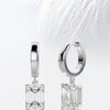Emerald Cut Moissanite Drop Diamond Earrings in 18K Gold