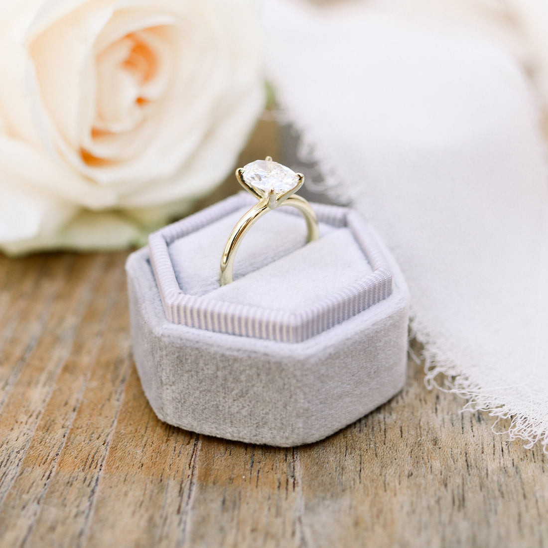 1.75ct Oval Cut Solitaire Moissanite Engagement Ring