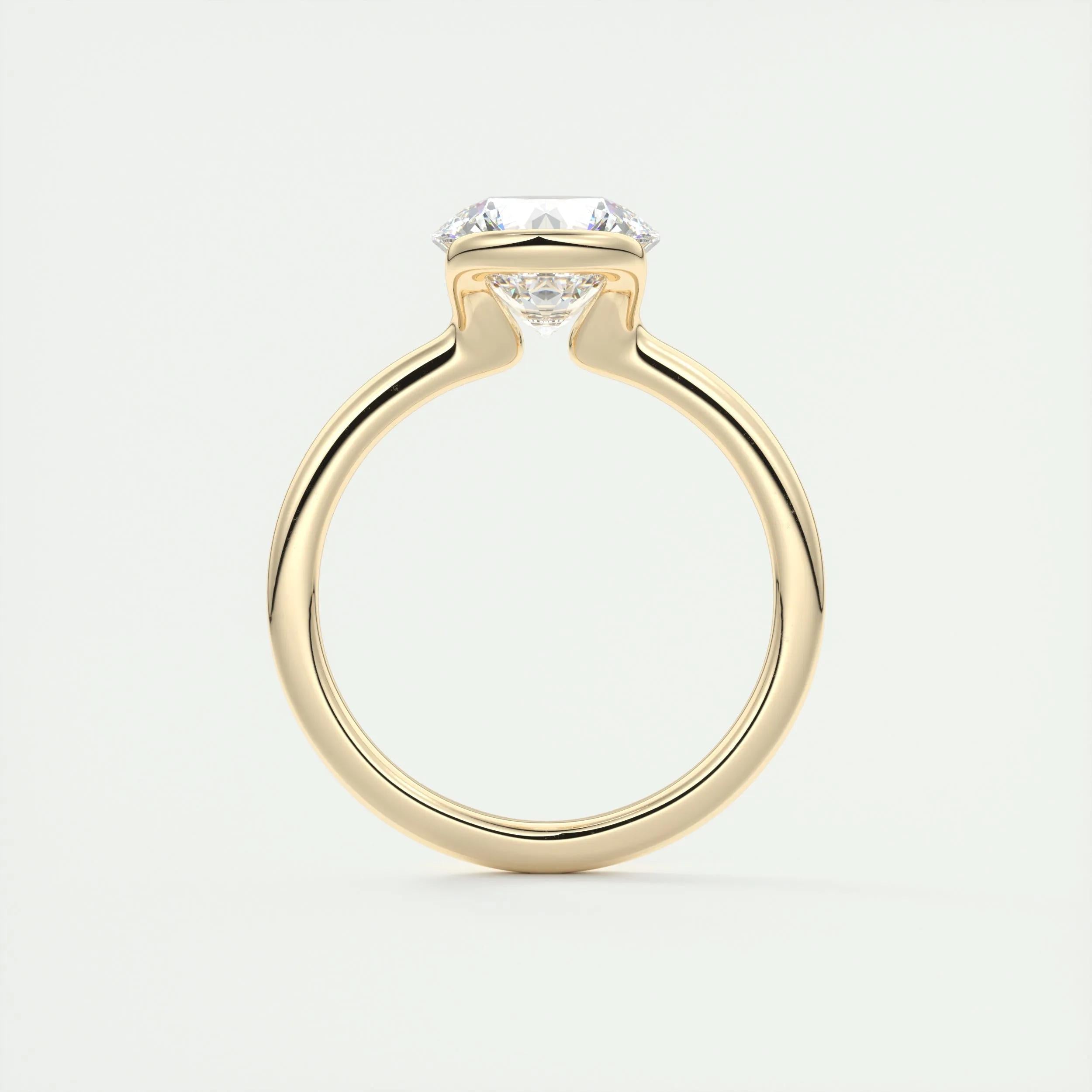 2.1 Ct Round East West Half Bezel Solitaire Moissanite Diamond Engagement Ring