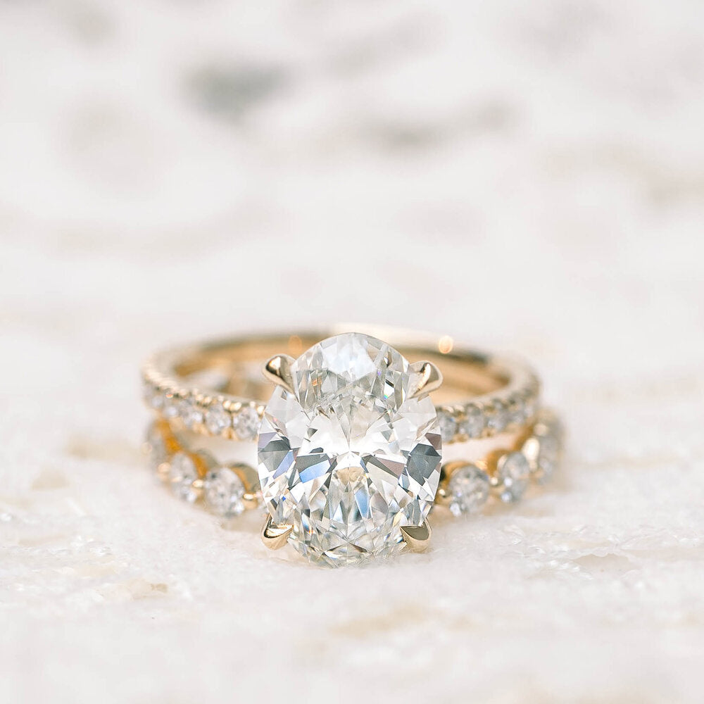 1.75CT Oval Cut Moissanite Pave Setting Engagement Ring