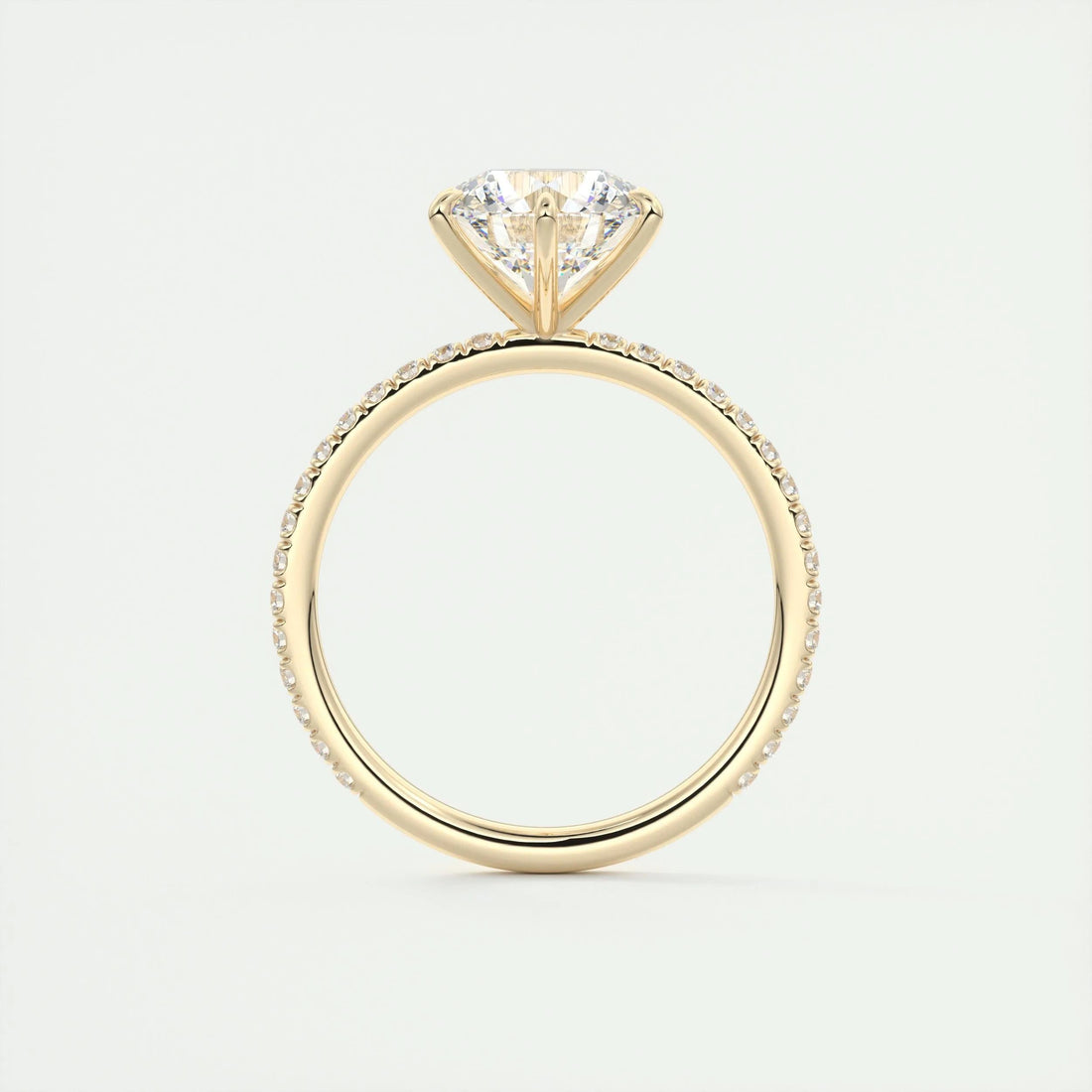 2.0 Ct  Round Cut Pave Moissanite  Diamond Engagement Ring