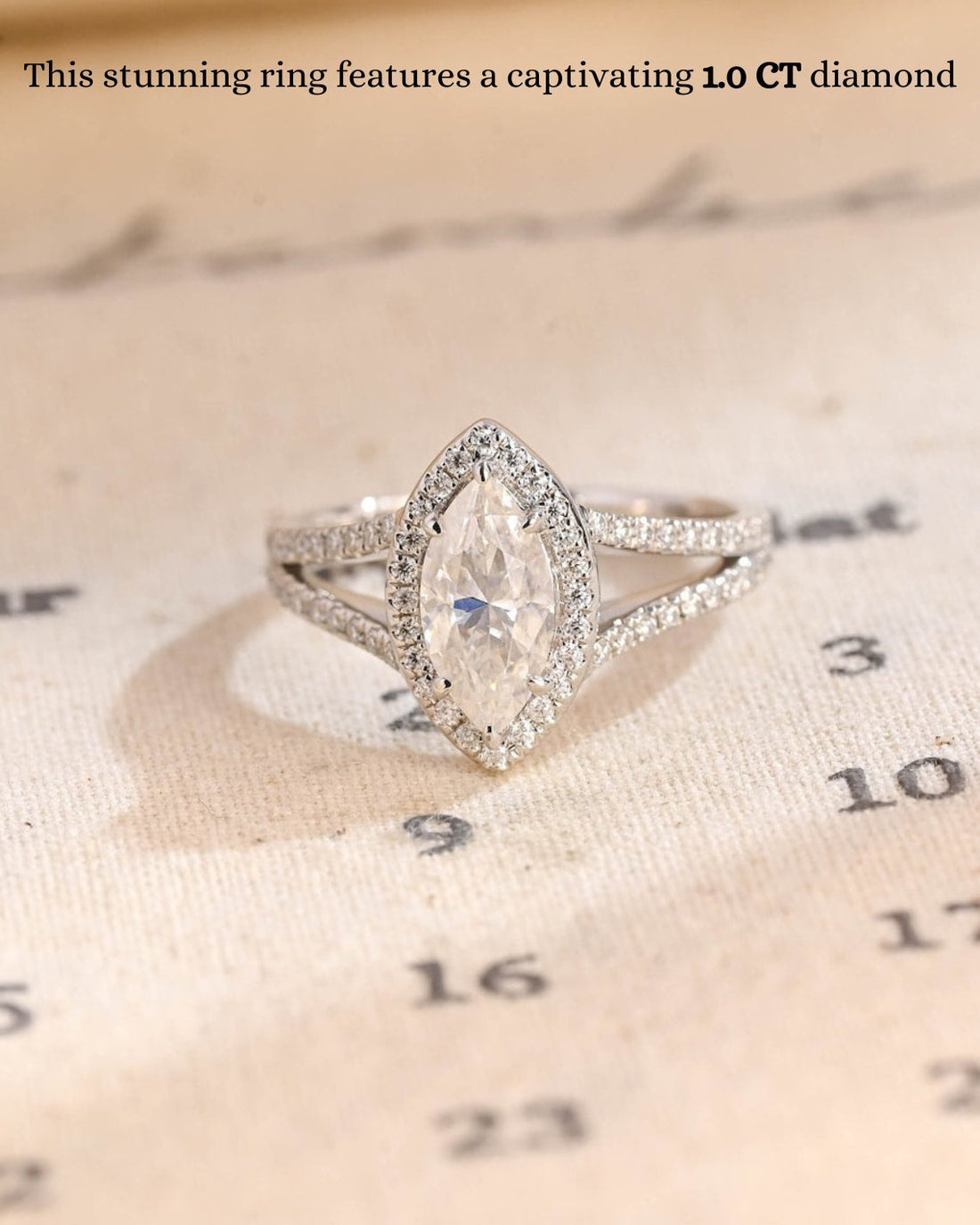 1.0 - 3.0 CT Marquise CVD Diamond Split Shank Style Engagement Ring
