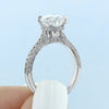2.38 CT Oval Moissanite Hidden Halo Triple Pave Setting Engagement Ring