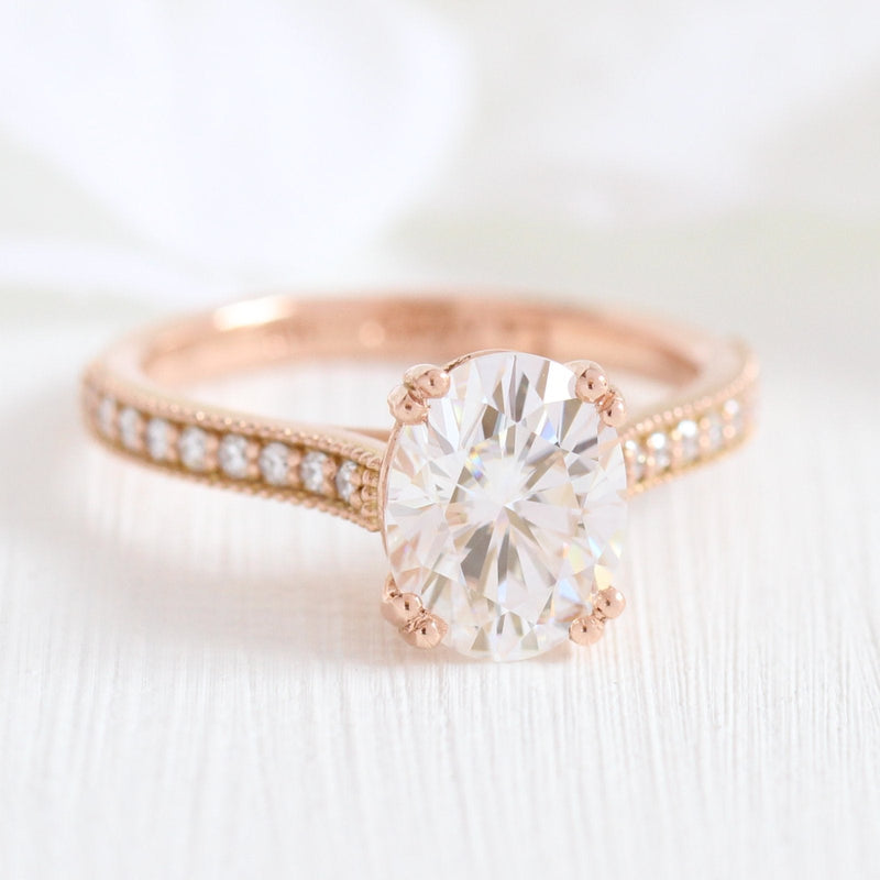 2.05 CT Oval Cut Moissanite Solitaire Bridal Ring Set