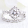 1.0CT Cushion Cut Moissanite Halo Bridal Ring Set
