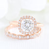 1.65CT Cushion Cut Moissanite Halo Bridal Ring Set
