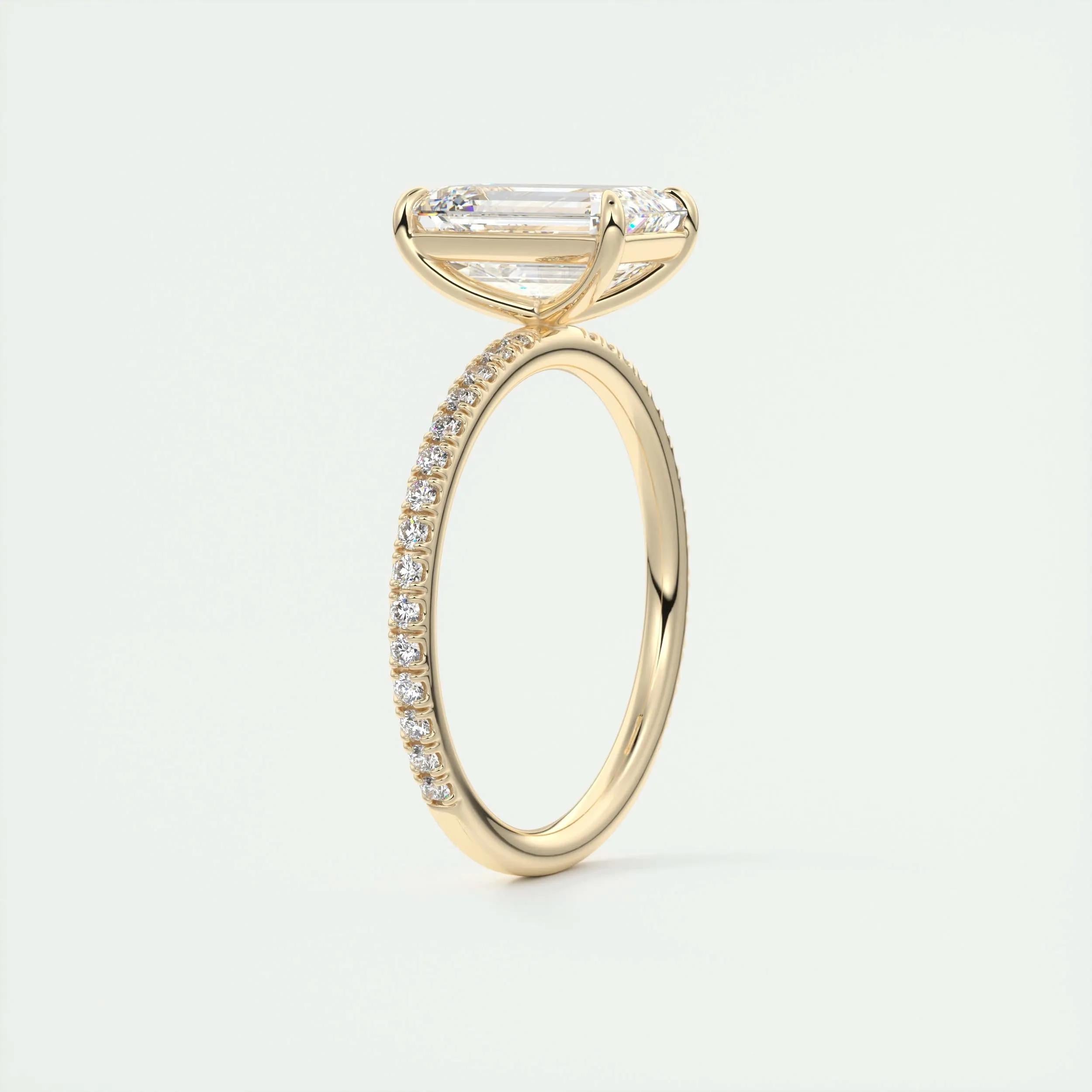 2.0 Ct Emerald Pavé Hidden Halo Moissanite Diamond Engagement Ring