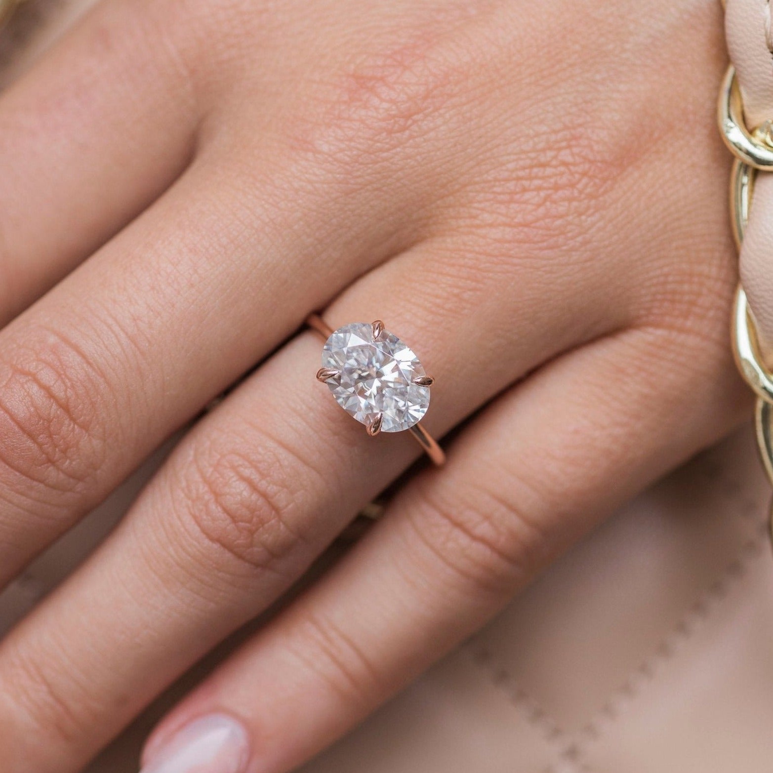 3.50CT East-West Oval Cut Moissanite Solitaire Engagement Ring