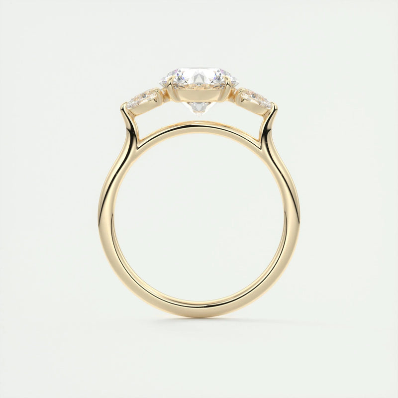 2.8 Ct Round Three Stone Moissanite Diamond Engagement Ring