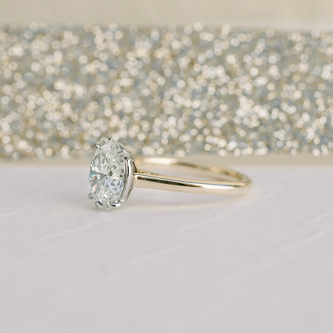 1.75ct Oval Cut Moissanite Solitaire 14K Gold Engagement Ring