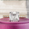 1.0 - 3.0 CT Asscher CVD Diamond Pave Setting Engagement Ring