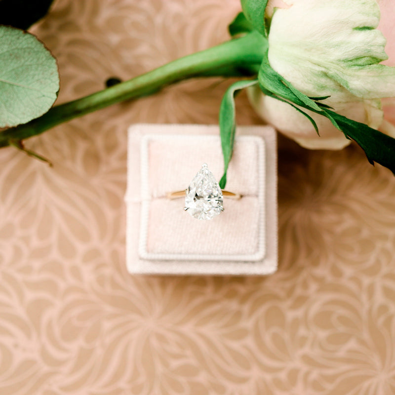 4.0ct Pear Cut Moissanite Solitaire Engagement Ring