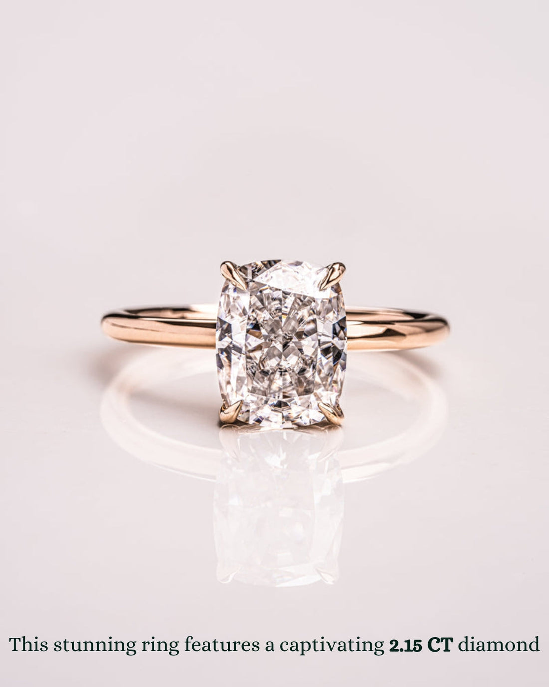1.15 - 3.15 CT Cushion  CVD Diamond Solitaire Engagement Ring