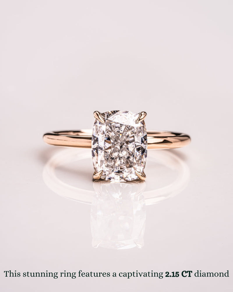 1.15 - 3.15 CT Cushion  CVD Diamond Solitaire Engagement Ring