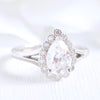 1.50CT Pear Cut Moissanite Halo Split Shank Style Engagement Ring