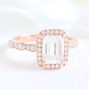 1.60CT Emerald Cut Moissanite Halo Bridal Ring Set