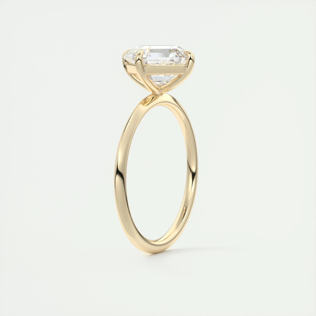 2.0 Ct Asscher Solitaire Moissanite Diamond  Engagement Ring