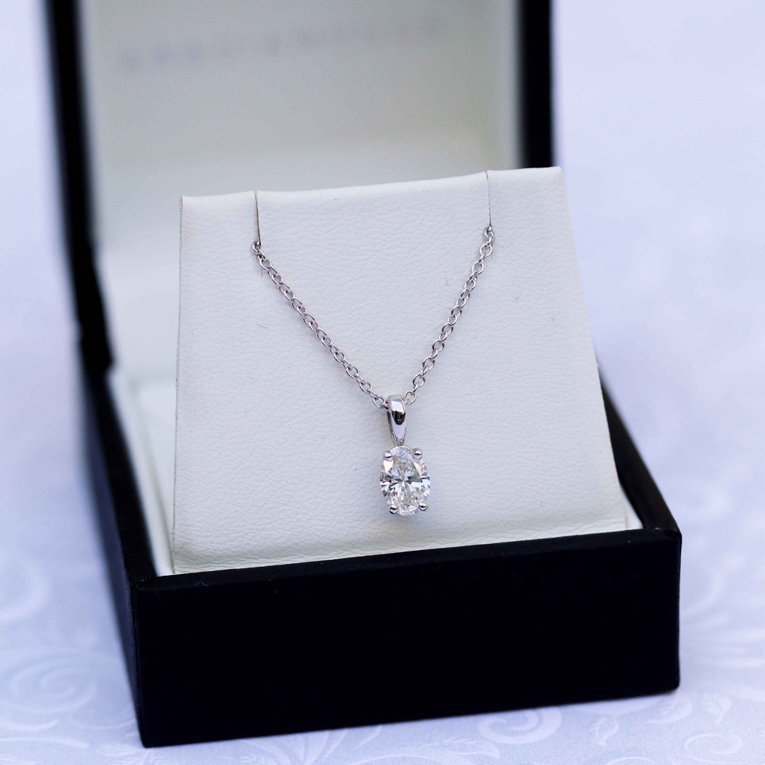 0.35CT-1.50CT Oval Cut Moissanite Solitaire Layering Necklace