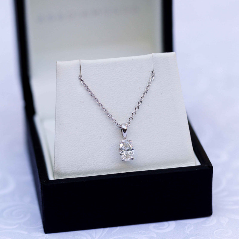 0.35CT-1.50CT Oval Cut Moissanite Solitaire Layering Necklace