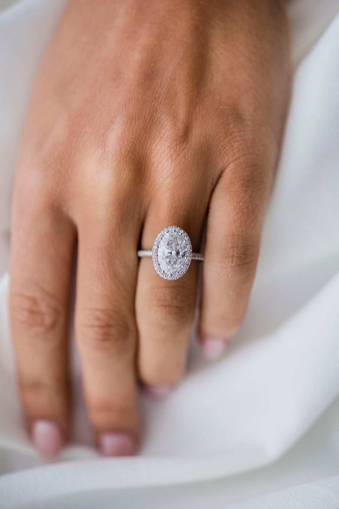3.85CT Oval Moissanite Triple Pave Setting Engagement Ring