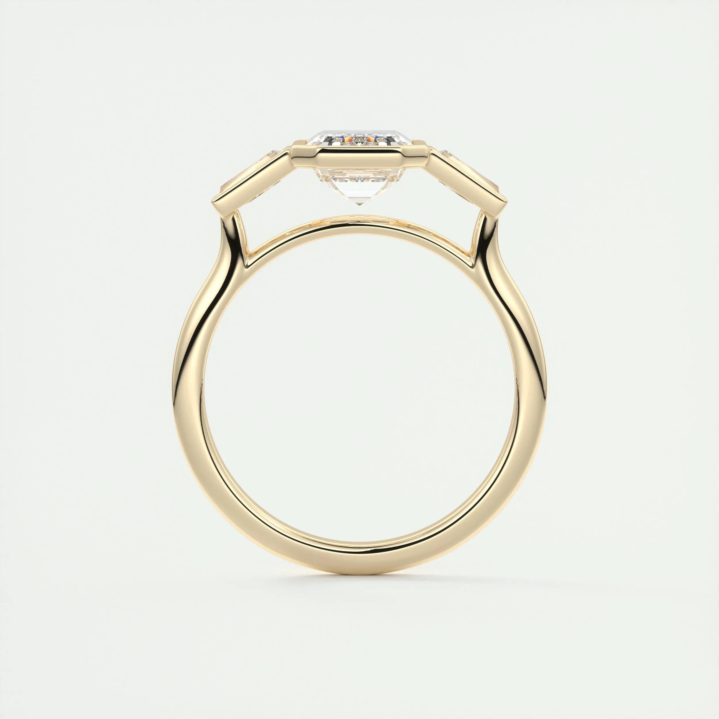 2.5 Ct Emerald Three Stone Bezel Moissanite Engagement Ring