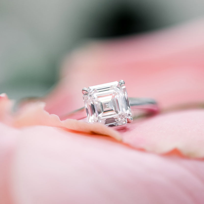 2.50ct Asscher Cut Moissanite Solitaire Engagement Ring