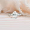 2.50CT Oval Moissanite Solitaire Pave Setting Engagement Ring