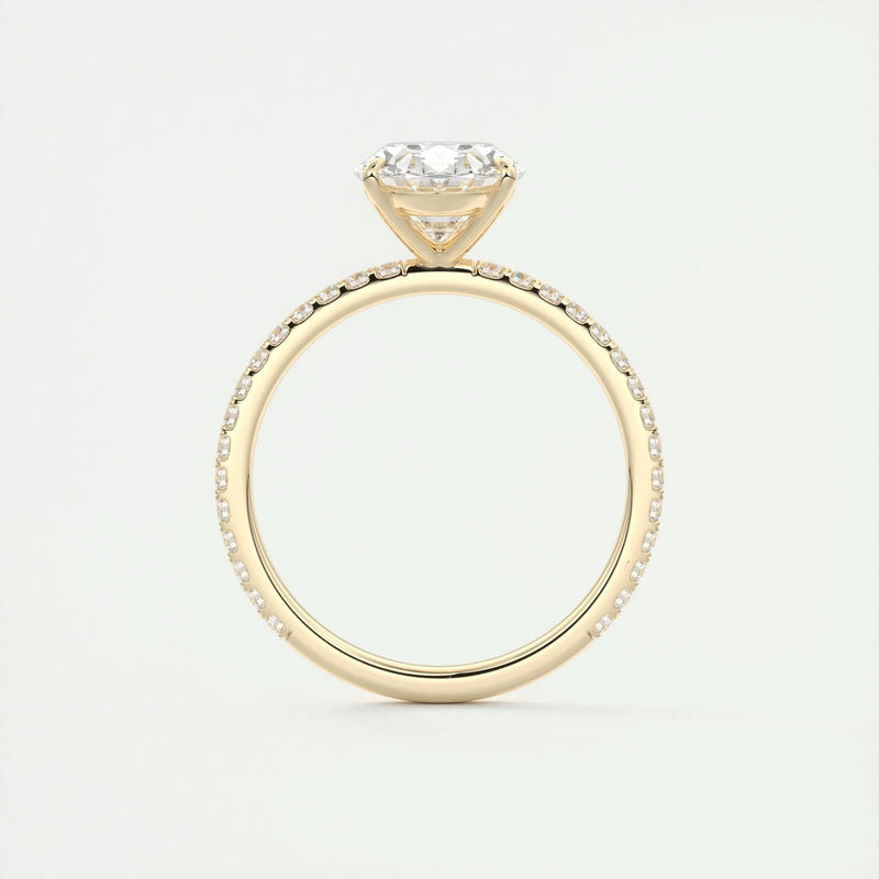 2.0 Ct  Oval Cut Moissanite Pave Diamond Engagement Ring