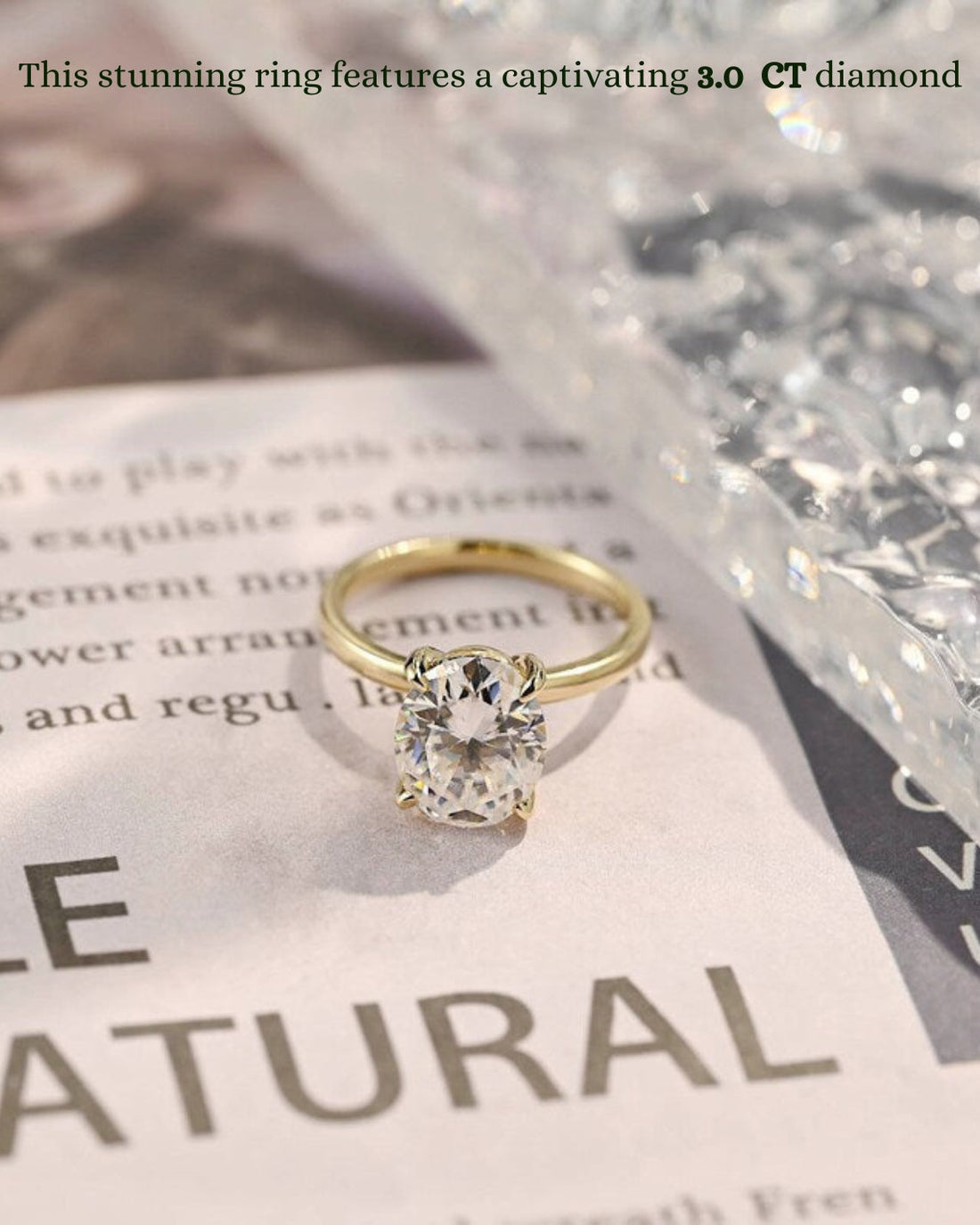 1.0-3.0 CT Oval  CVD Diamond Solitaire Engagement Ring