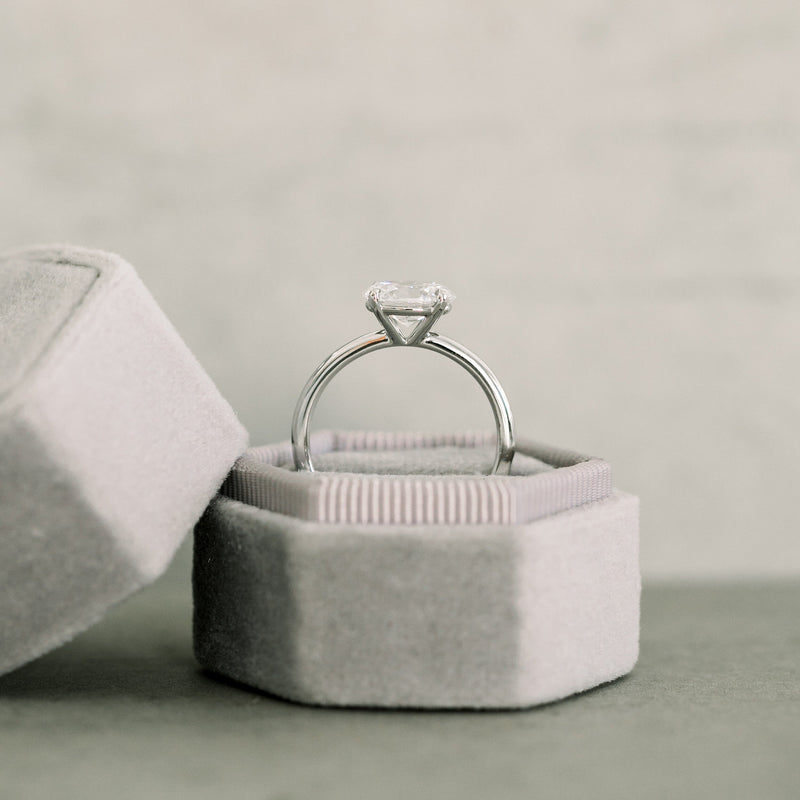 2.0ct East-West Oval Cut Moissanite Solitaire Engagement Ring