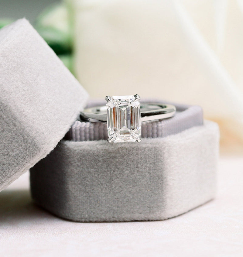 1.75ct Emerald Cut Moissanite Solitaire Engagement Ring