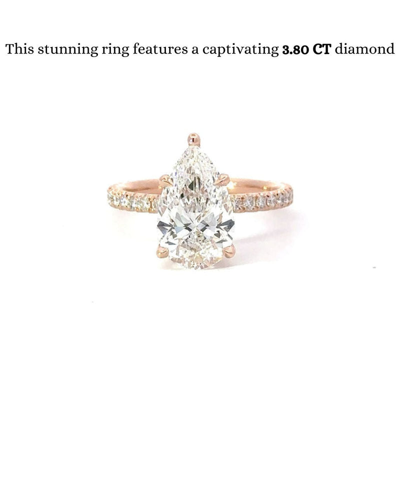 1.50 -3.08 CT Pear CVD Diamond Pave Setting Engagement Ring