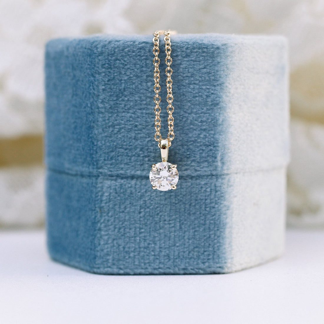0.50-1.0ct Round Brilliant Cut Moissanite Solitaire Necklace
