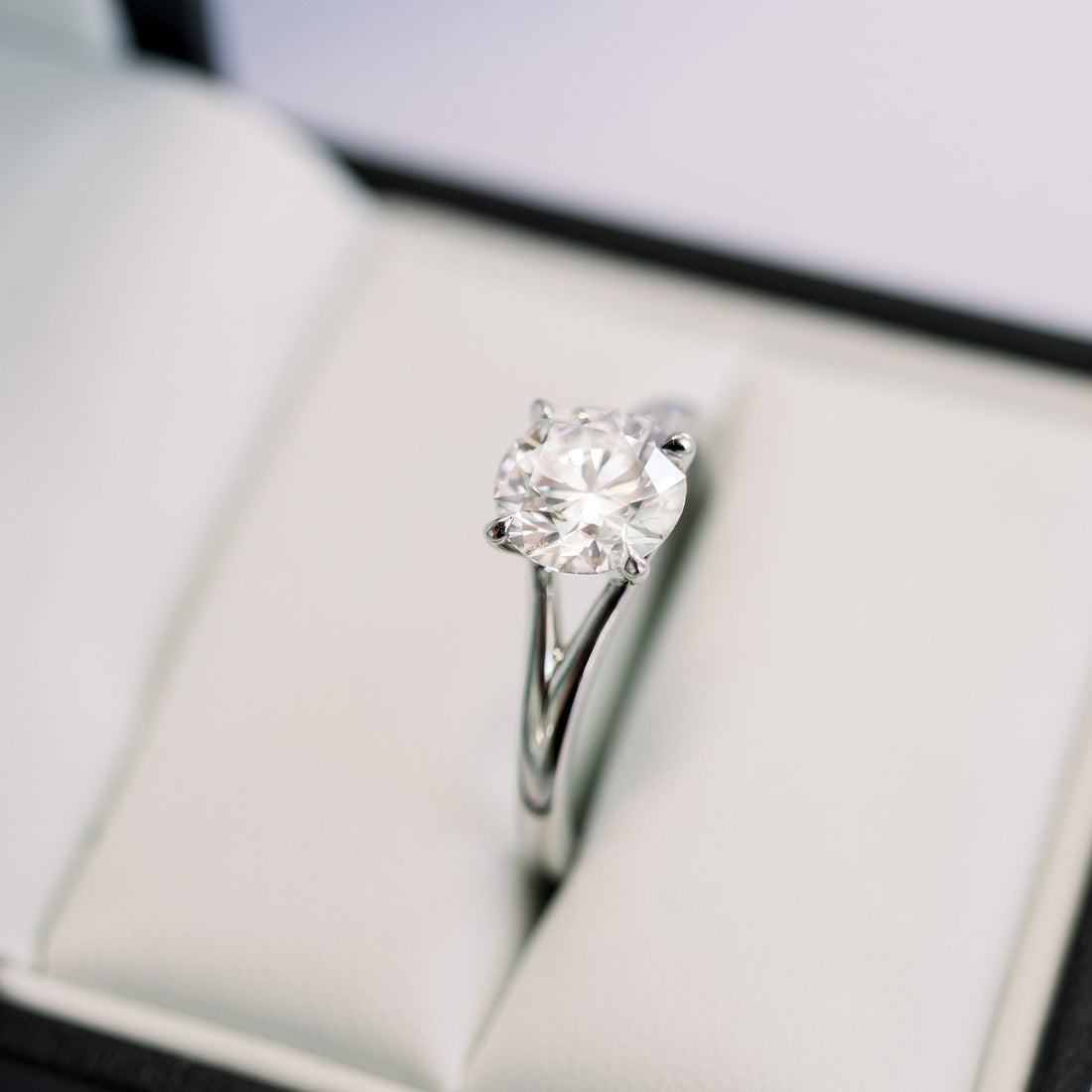 1.50ct Round Moissanite Solitaire Split Shank Style Engagement Ring