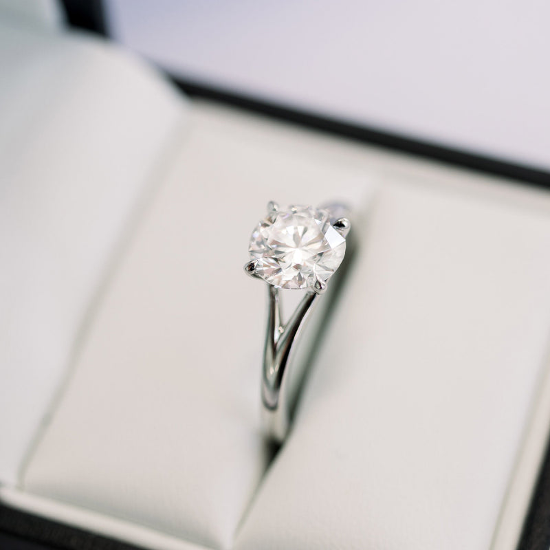 1.50ct Round Moissanite Solitaire Split Shank Style Engagement Ring