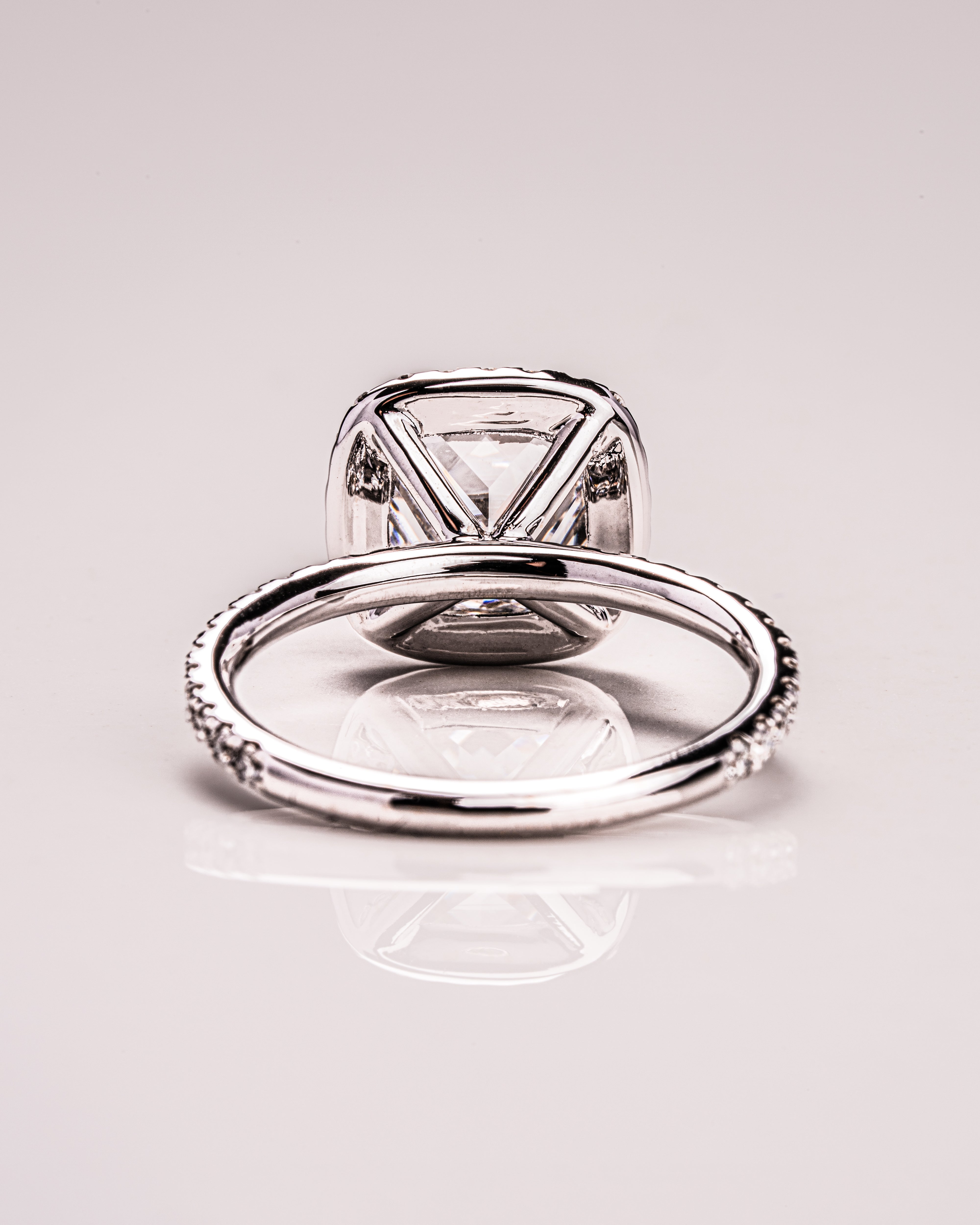 1.0 - 3.80 CT Cushion CVD Diamond Halo Pave Setting Engagement Ring