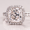 1.0 - 3.80 CT Cushion CVD Diamond Halo Pave Setting Engagement Ring