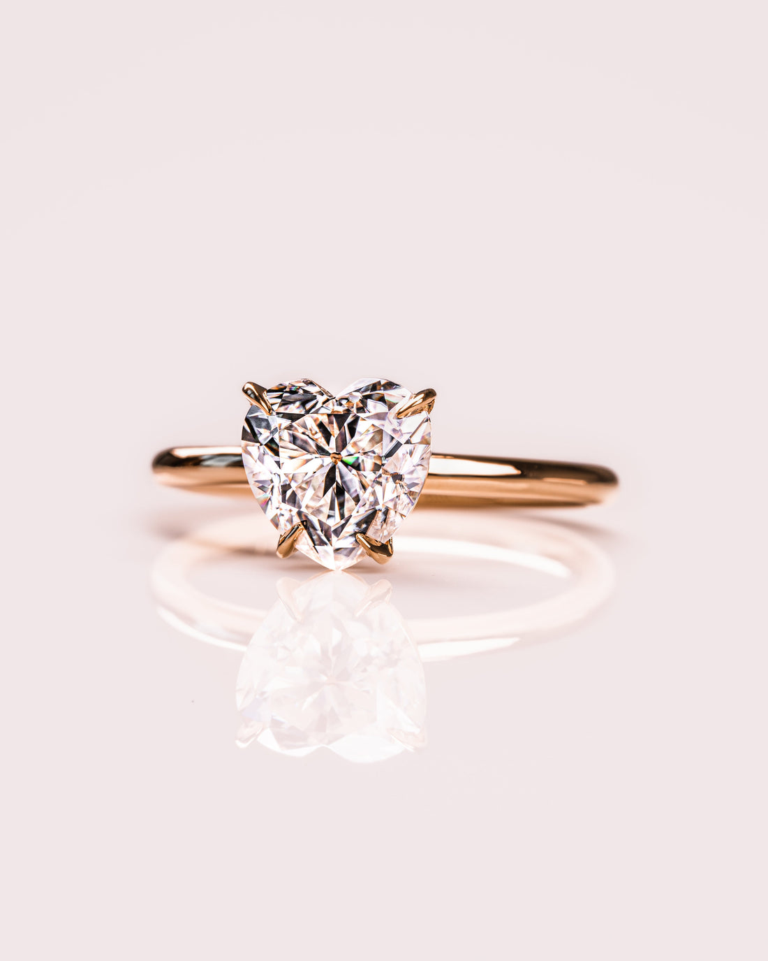 1.0 - 3.0 CT Heart  CVD Diamond Solitaire Engagement Ring