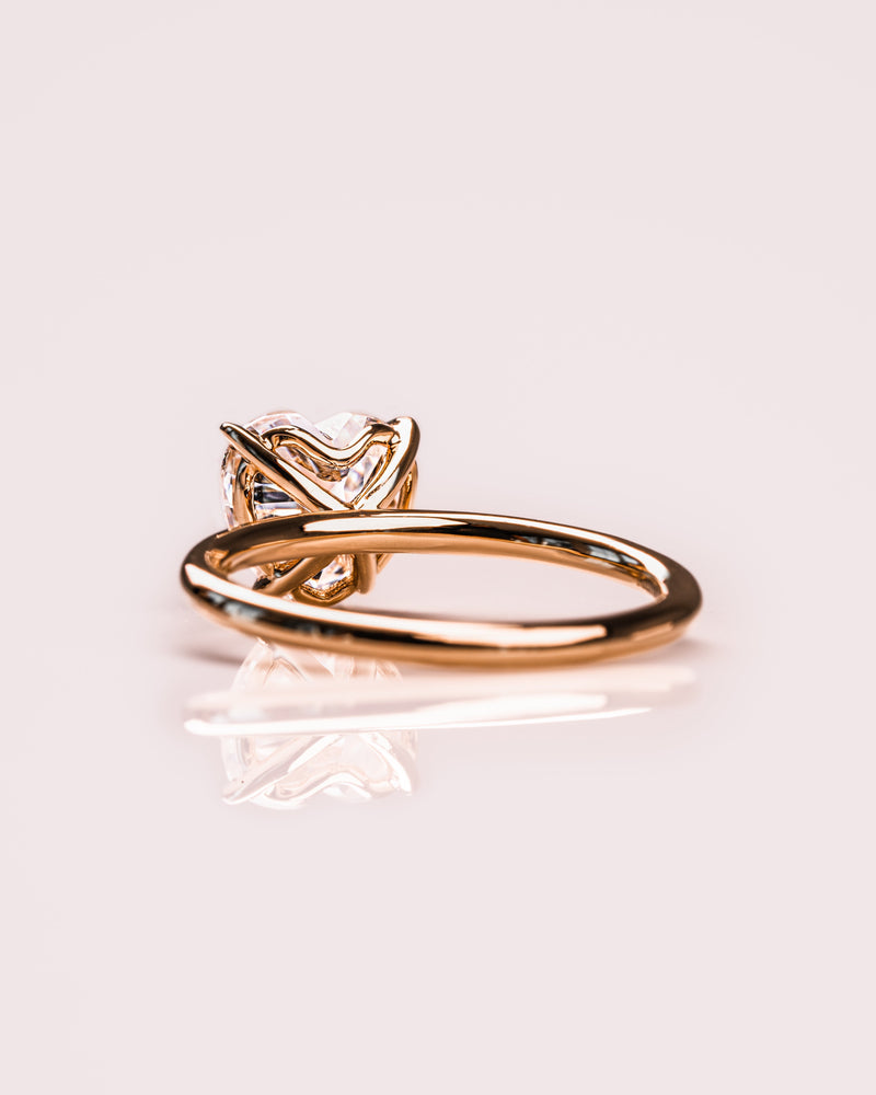 1.0 - 3.0 CT Heart  CVD Diamond Solitaire Engagement Ring