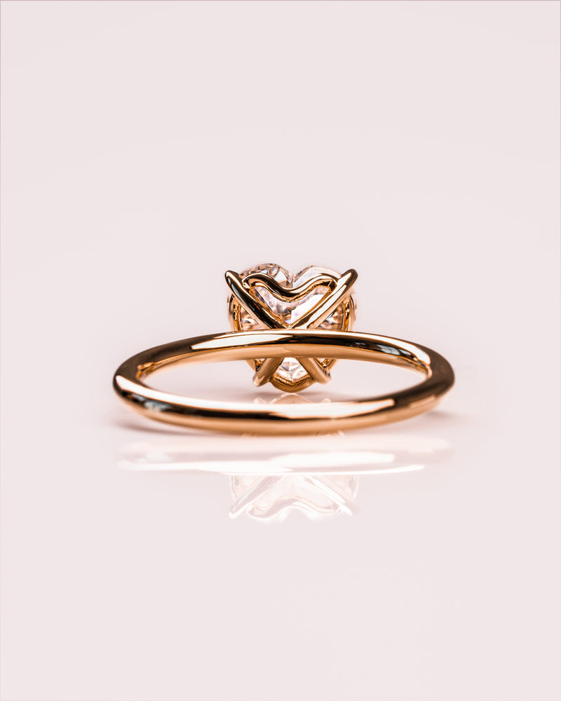 1.0 - 3.0 CT Heart  CVD Diamond Solitaire Engagement Ring