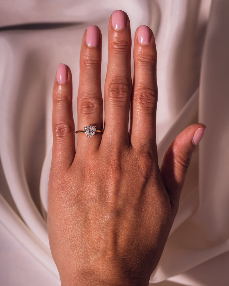 1.0 - 3.0 CT Heart  CVD Diamond Solitaire Engagement Ring