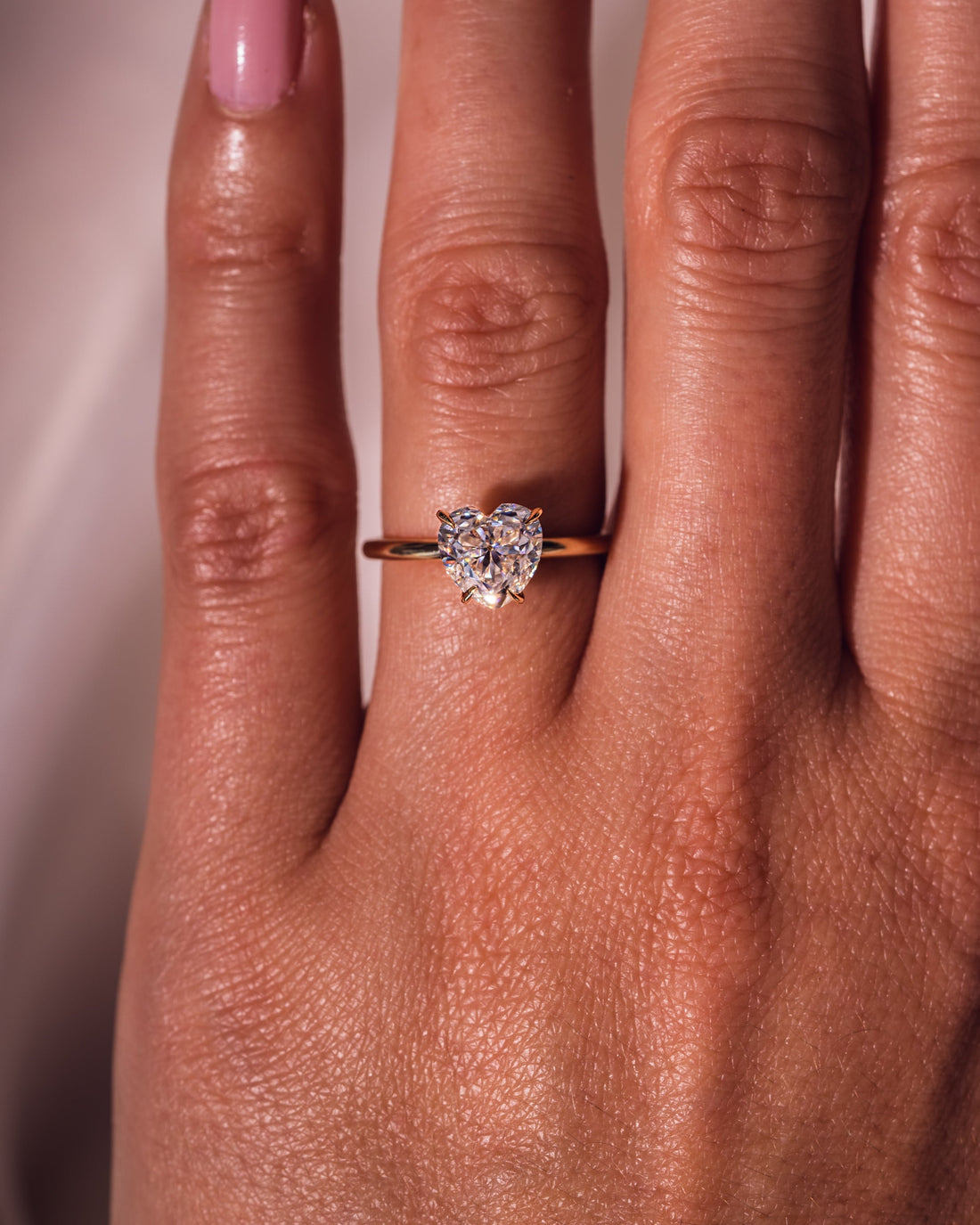 1.0 - 3.0 CT Heart  CVD Diamond Solitaire Engagement Ring