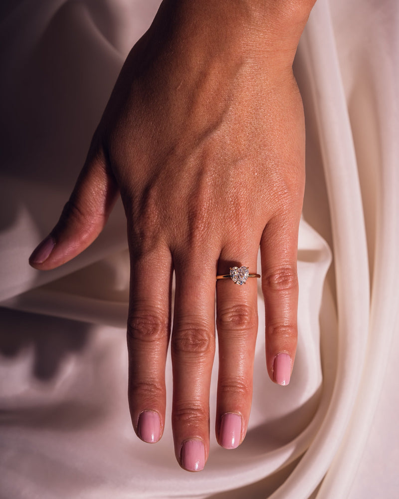 1.0 - 3.0 CT Heart  CVD Diamond Solitaire Engagement Ring