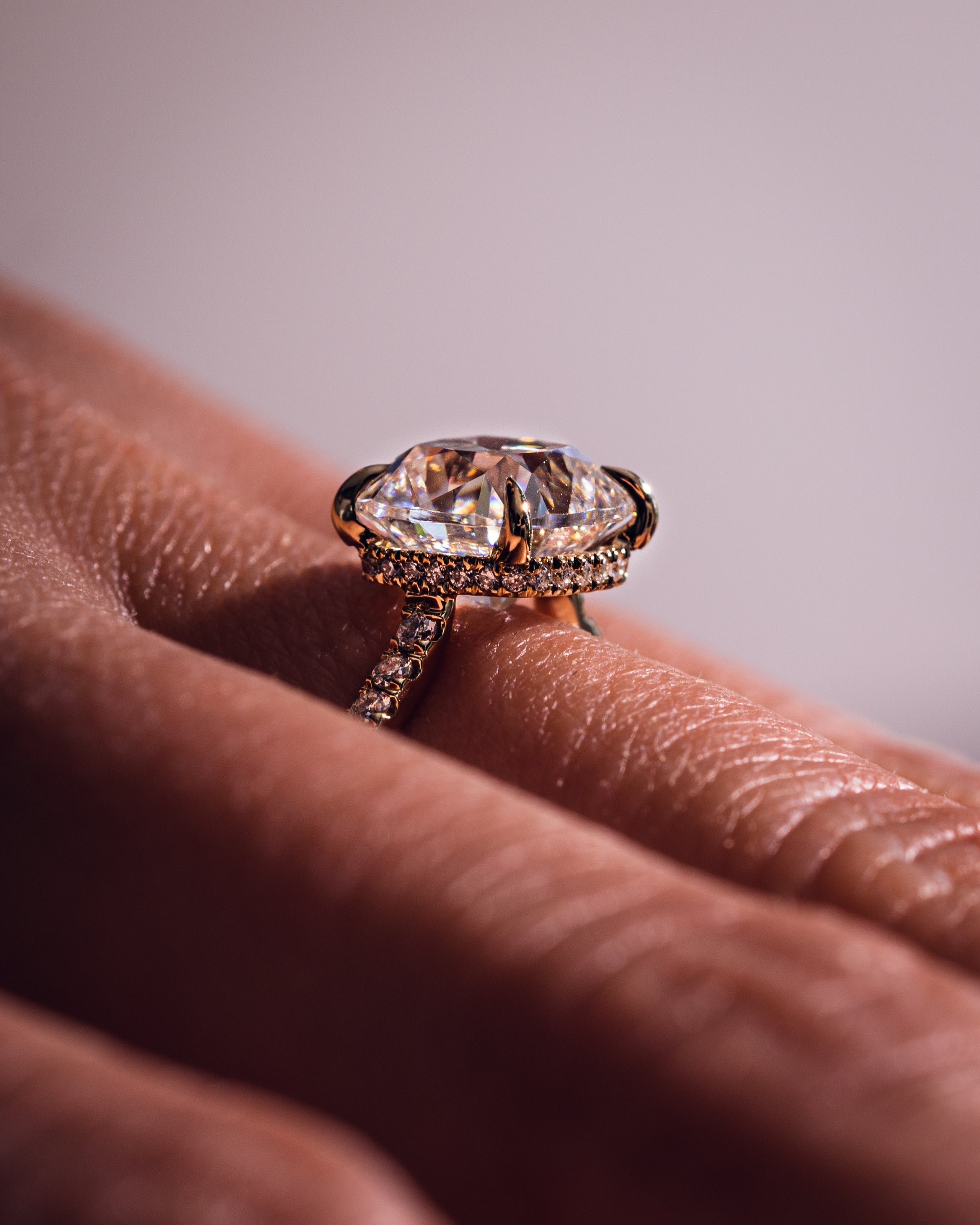 1.74-3.74 CT Cushion  CVD Diamond Hidden Halo Pave Setting Engagement Ring