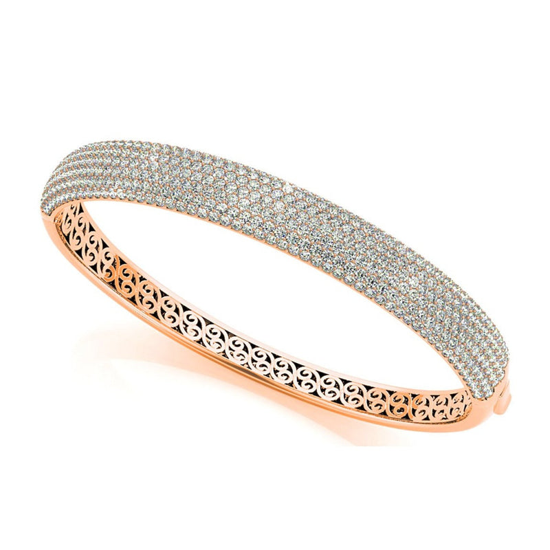 6.75 ctw Multi Row Diamond Pave Set Bangle Bracelet for Women