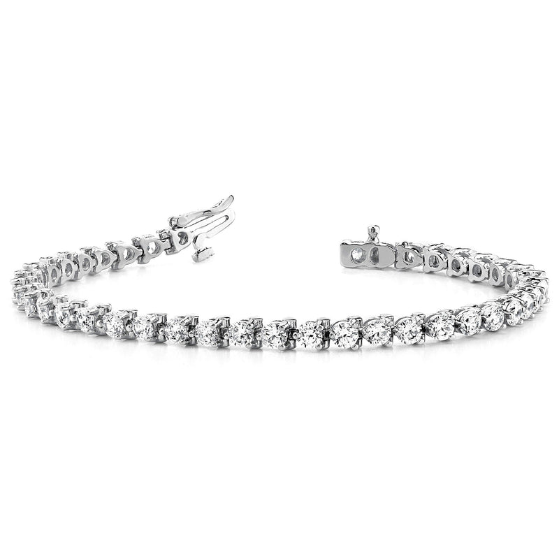 4.0 ctw Round Diamond Tennis Bracelet Three Prong Set for Women