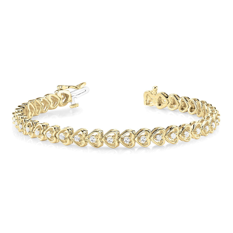 1.25 ctw Round Diamond Hearth Shape Line Bracelet for Women