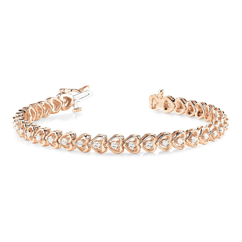 1.25 ctw Round Diamond Hearth Shape Line Bracelet for Women